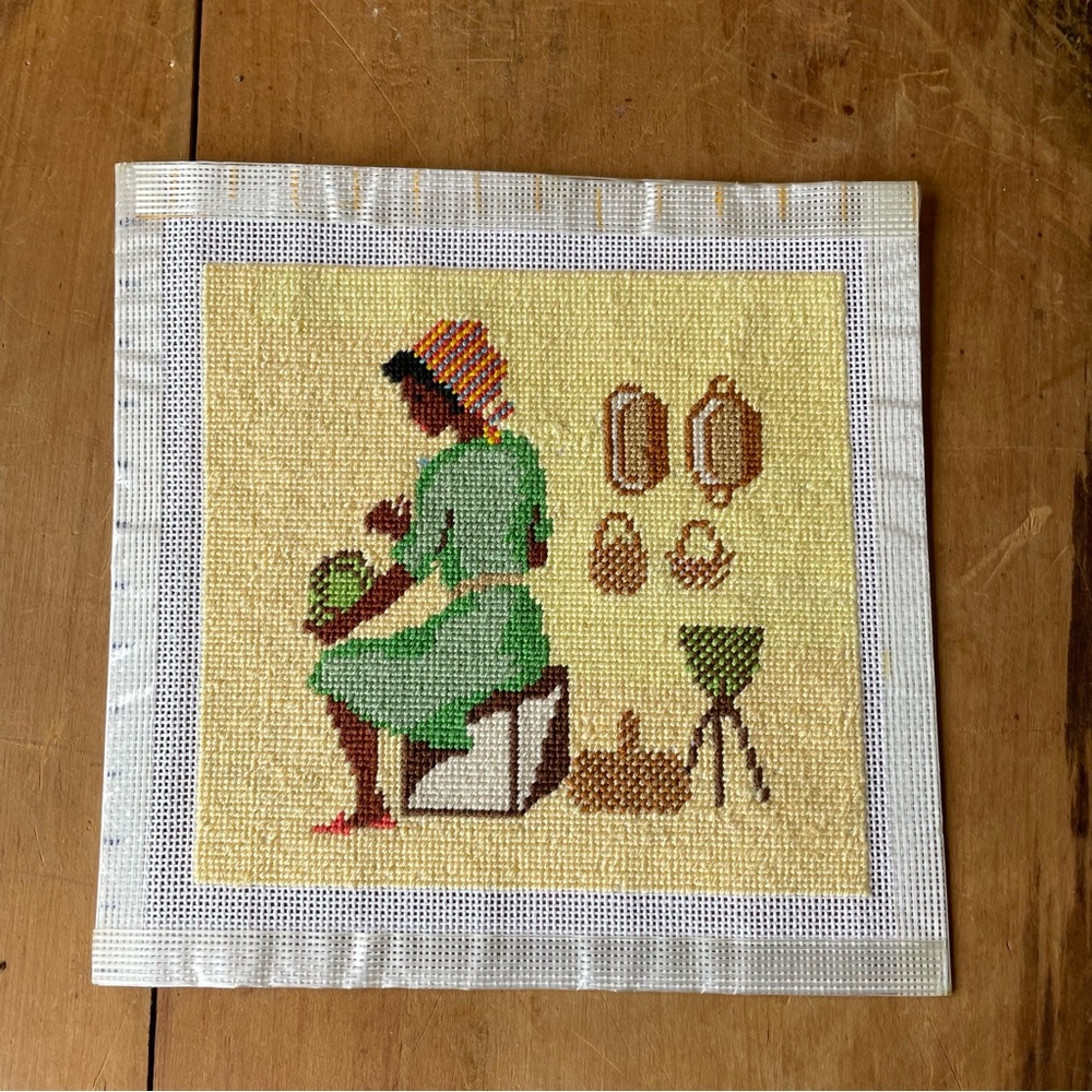 Petit Point Basket Maker 5 1/2” X 5 3/4” Excellent condition!